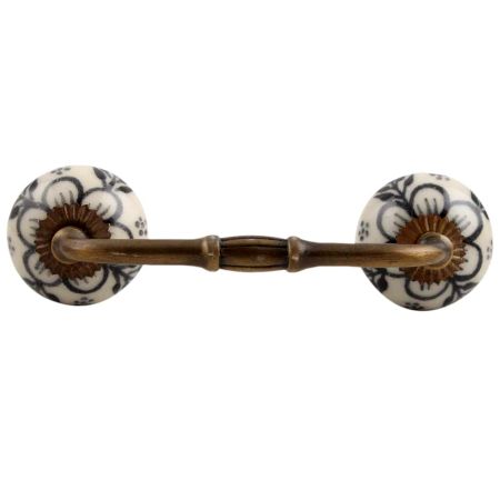 Black Leaf Round Ceramic Bridge Handle